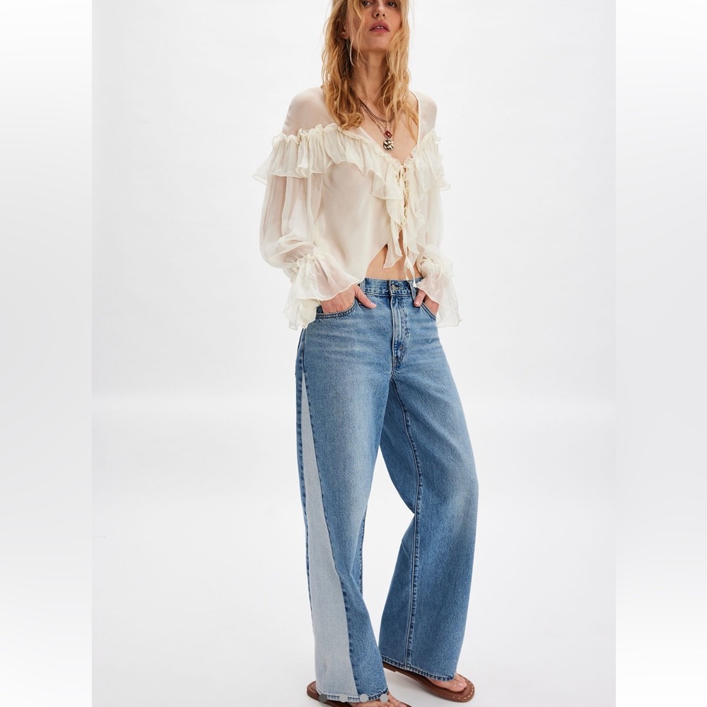 NWT Levi's Premium Denim Baggy Lasso Wide Legged Spliced Paneled Jean